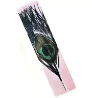 Peacock Feather Laminated Bookmark Pink Gift for Peacock Lover Handmade NEW