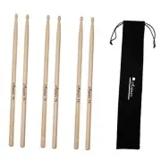 3 Pairs Maple Wood Drumsticks 7A Drum Sticks for Kids and Beginners Wood color
