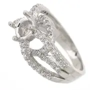 14K Split Shank Diamond Semi Mount Engagement Ring Setting 1.21 Cts TW