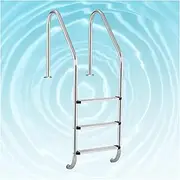 Swimming Pool Ladder,Incline Above Ground in-Pool Swimming Pool Ladder,Pool Step, 2/3-Step In-Ground Stainless Steel Step,Easy to Assemble(3Step)