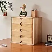 Wooden Desktop Storage Box with Lockable Drawers Office Supplies A4/Receipt File Organizer Flat File Cabinet Data Cabinet