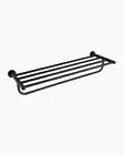 Towel Rack Round Holder Double Rail Shelf Black Bath Bathroom Wall Mounted NEW