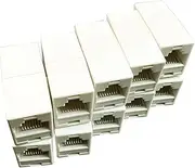 Ethernet Cable Coupler | Female to Female Ethernet Extender | 10x Network Double Straight Head LAN Cable Joiner Modular Plug for High-Speed Data Transfer