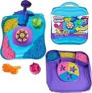 Kinetic Sand, SquishMotion Playset with 453g Pink, Yellow, Blue Play Sand, Stamper & 5 Tools, Reusable Storage Case, Sensory Toys for Kids Aged 5+