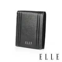 在飛比找momo購物網優惠-【ELLE HOMME】ELLE 直線車紋6卡2窗格 皮夾/