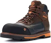 [SUREWAY] Men's 6" Heavy Duty Composite Toe Waterproof Work Boot,Goodyear Welt,Oil/Slip/Acid Resistant,Dual-Density Comfortable Outsole,Crazy Horse Leather,EH Construction Industrial Safety Work Boots