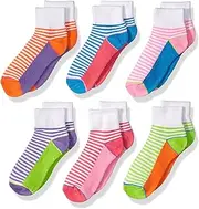 [Jefferies Socks] Baby Girls' Sporty Half Cushion Quarter Socks 6 Pair Pack