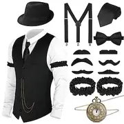 Retro Vintage Roaring 20s 1920s Outfits Vest Waistcoat The Great Gatsby Charleston Gentleman Fashion Men's Christmas Halloween Carnival Prom Bachelorette Party