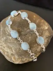 Blue Larimar Navajo Sterling Silver Link Bracelet 7.5" 10625