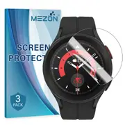 [3 Pack] Samsung Galaxy Watch5 Pro (45 mm) Ultra Clear TPU Film Screen Protectors by MEZON – High Protection, Shock Absorption (Watch 5 Pro 45mm, Clear)