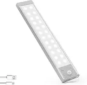 Under Cabinet Lights with Charging Station, 24LED Dimmable Rechargeable Motion Sensor Light Indoor with 15 Color Temperatures, Magnetic RGB Stick-Anywhere Closet Light for Stair Kitchen (1 Pack)