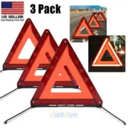 3 x Car Emergency Warning Triangle Kit Breakdown Roadside Safety Reflective Sign