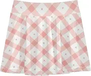 [FRODOTGV] White Pink Checkerboards Girls Tennis Skorts with Built in Shorts Performance Skorts for Girl Pleated Skirt for Kids