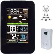 Multifunctional Weather Station Indoor/Outdoor Thermometer Temperature and Humidity Monitor 12H/24H Electronic Alarm Clock Weather Forecast Clock for Home Offie Bedroom Restaurant