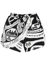 Rhude Strada Printed Silk Shorts - Black And White - M M