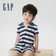 Gap 嬰兒裝 純棉翻領短袖包屁衣/連身衣-藍白條紋(602861)