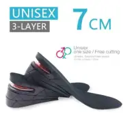 7cm Men Air Cushion Heel Shoe Insole Insert Increase Taller Height Lift 3-Layer.