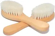 Cradle Brush Newborn Baby Hairbrush Natural Wool Wooden Handle Gentle Comfortable for Baby Wash
