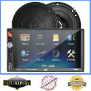 Dual Electronics 7" Car Stereo Bundle with 6.5" Speakers, Double Din, Bluetooth