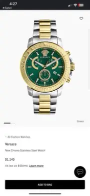 Versace Mens New Chrono Two Tone 45mm Bracelet Fashion Watch