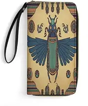 [BFGWK] Large Wallet Novelty Egyptian Scarab Printing Long Wallet With Zipper Leather Wallet Suitable For Both Men And Women, style, 19.7x10.5cm