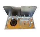 Boat Caravan RV Camper Induction Stove Hob Sink Combo Cooktop w/Glass Lid 800wat