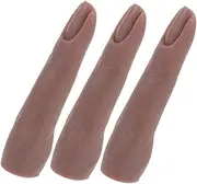 EXQUIMEUBLE 3pcs Bendable Silicone Finger Training Mannequin Model for Nail Art Practice Flexible Joints for Easy Positioning Realistic Manicure Applications