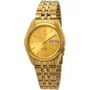 Seiko Men's Watch Seiko 5 Automatic Power Reserve Gold Tone Dial Bracelet SNK366