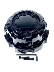 Ultra Wheels Gloss Black Custom Wheel Rim Center Cap Caps # 89-9898 NEW + SCREWS