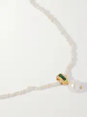 [Pacharee] Pacharee - Prado Gold Vermeil, Pearl And Emerald Necklace - White - One size One size White