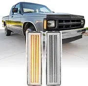 USR 82-93 Z83/ZQ8 Side Marker Corner Light – Front Parking Lamps (Left + Right) Pair - Compatible with 1982-1993 Chevy S10 PickUp Truck / 83-94 Chevrolet Blazer All Models (CLEAR LENS with AMBER LED)