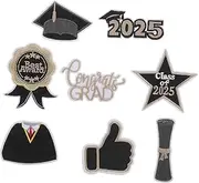 Sosoport 8pcs Black Gold Graduation Iron Embroidered Patches for DIY Clothing Bags and Hats Unique Appliques for Craft Projects and Special Graduation