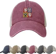 Coat of Arms of Czech Sun Hats for Men Women Czech Emblem Cowboy Mesh Baseball Cap Trucker Hat