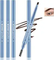 Apooliy 3pcs Dual-Ended Brow Pens,Waterproof, Long-Lasting, High-Pigmention Eyebrow Definer with Integrated Brush,Triangle Tip,Smudge-Proof Brows Pencil，Brown