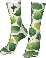 [CSIVKEJ] Crew Socks Comfort Casual Athletic Multi Design Socks For Women Men, Leaves 11, One Size, Leaves 11, One size