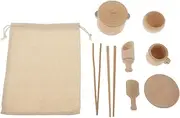 Amagogo 8 Pack Kids Pretend Play Wooden Tableware Set, Montessori Sensory Toys Set Water Cup and Bowl, Fine Motor Skills Development Toys for Boys Girls