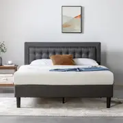 Zinus Dachelle Fabric Tufted Bed Frame Dark Grey