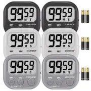 6-Pack Digital Kitchen Timer, 99-Min 59-Sec Countdown & Stopwatch, Loud 100dB...