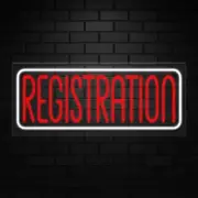 Registration Neon Sign for Retail Displays | LED Flex Neon | 32"W x 13"H x 1"D
