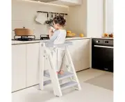 Advwin Foldable Kids Step Stool Adjustable Standing Tower Toddler Kitchen Helper with Safety Rail for Kitchen & Learning