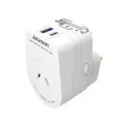 Jackson PTAUSBAC Outbound Travel Adaptor with USB-A/C. Converts 2-Pin NZ/AUS Plugs for Use in More than 150 Countries [PTAUSBAC]
