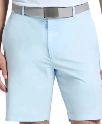 Walter Hagen Men's 9" Inseam Performance 11 Micro Lines Golf Shorts Soft Blue 40