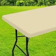 homing Rectangle Table Cloth Cover, Waterproof Polyester Elastic Fitted Tablecloth, Fits for 5 Foot Folding Tables, Washable Table Protector for Picnic, Camping, Outdoor (Champagne, 30" x 60")