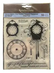 Recollections Clear Stamps ABOUT TIME 10pcs Crafts Cards Scrapbook Junk Journals