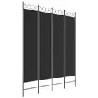4-Panel Room Divider Folding Wall Privacy Screen Stand Black 160x200cm Fabric