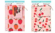 2 set Yoobi Binder Zip Pencil Case Set, Strawberries and Cherries PINK 2 set !!