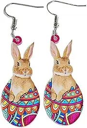 [Generic] Cute Cartoon Easter Bunny Rabbit Charm Dangling Earrings Funny Eggs Jewellery