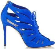 JIMMY CHOO Keena Cutout Blue Suede Size EU 41 US 11 Ankle Boots Heels