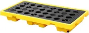 Spill-Proof Tray Oil Tank Spill Tray，Spill Platform, Spill Containment Platform, Yellow and Black Polyethylene Pallet, Warehouses Factory Garage Stackable Oil Drums Leak-Proof Modular Tray (