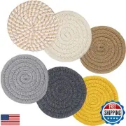 Absorbent Drink Coasters, Handmade Braided Drink Coasters, Set of 6 (4.3 Inch